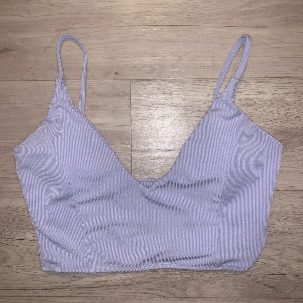 🌺Lavender Ribbed Crop Tank Top ZAFUL